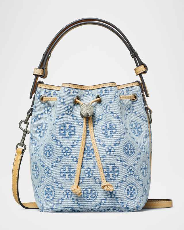 Mini T Monogram Denim Bucket Bag